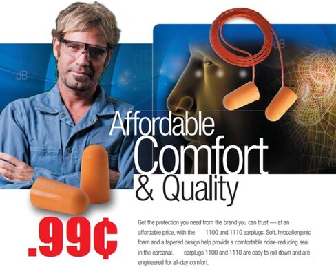 حزمة من 10 - سدادات أذن سلكية من الفوم 3 M 1110 051138290092 برتقالية عالمية سدادات أذن مخروطية من إسفنج البولي يوريثين للاستعمال مرة واحدة - سدادة أذن NRR بقدرة 29 ديسيبل in Kuwait