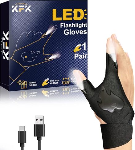 KFK Father's Day Gifts from Wife Daughter Son Hands Free Flashlight Gloves Cool Gadgets Gifts for Men Birthday Christmas for Him Boyfriend Husband Dad Fishing Camping Outdoor Repairing Tool in Kuwait