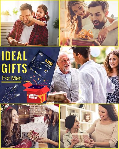 KFK Father's Day Gifts from Wife Daughter Son Hands Free Flashlight Gloves Cool Gadgets Gifts for Men Birthday Christmas for Him Boyfriend Husband Dad Fishing Camping Outdoor Repairing Tool in Kuwait