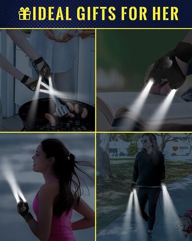 KFK Father's Day Gifts from Wife Daughter Son Hands Free Flashlight Gloves Cool Gadgets Gifts for Men Birthday Christmas for Him Boyfriend Husband Dad Fishing Camping Outdoor Repairing Tool in Kuwait