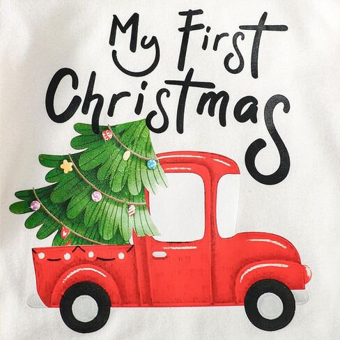 ملابس عيد الميلاد للأطفال حديثي الولادة من Happidoo، ملابس عيد الميلاد الأولى لعيد الميلاد المنقوشة على شكل شجرة عيد الميلاد in Kuwait