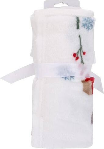 Disney Mickey and Minnie Mouse White, Red, and Green Christmas Holiday Wreath Merry and Bright Photo Op Super Soft Baby Blanket in Saudi Arabia
