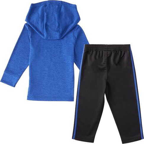 adidas baby boys Mélange Long Sleeve M lange Hooded Tee and Tapered Pants Set, Bold Blue Heather, 3 Months US in Saudi Arabia