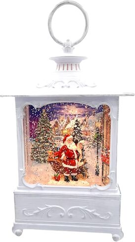 Gerson Lighted 9 Inch Christmas Water Lantern Snow Globe with Continuous Swirling Glitter- Santa with Sleigh in Kuwait