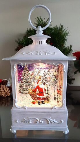 Gerson Lighted 9 Inch Christmas Water Lantern Snow Globe with Continuous Swirling Glitter- Santa with Sleigh in Kuwait