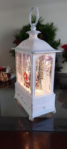 Gerson Lighted 9 Inch Christmas Water Lantern Snow Globe with Continuous Swirling Glitter- Santa with Sleigh in Kuwait