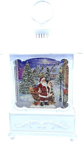 Gerson Lighted 9 Inch Christmas Water Lantern Snow Globe with Continuous Swirling Glitter- Santa with Sleigh in Kuwait