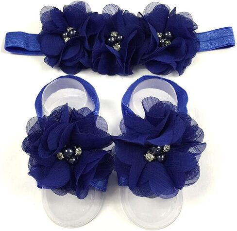 Baby Girl Foot Flower + Headband, Green, Whole: approx. 8 x 5.5cm/ 3.14" x 2.16" in Kuwait