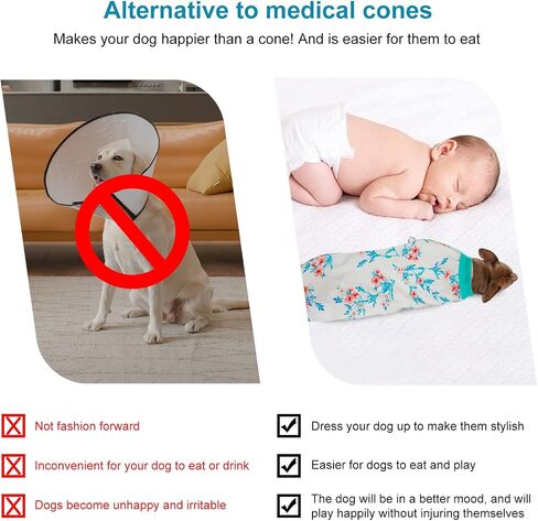 بدلة قطعة واحدة كبيرة الحجم للكلاب من LovinPet - ملابس Pjs للكلاب لحماية ما بعد الجراحة، ملابس داخلية للكلاب تغطي 4 أرجل، خفيفة الوزن قابلة للتمدد، فقاعات وطباعة زهور باللونين الأبيض والأزرق المخضر، قميص داخلي لسترات الكلاب، أزرق 3XL in Kuwait
