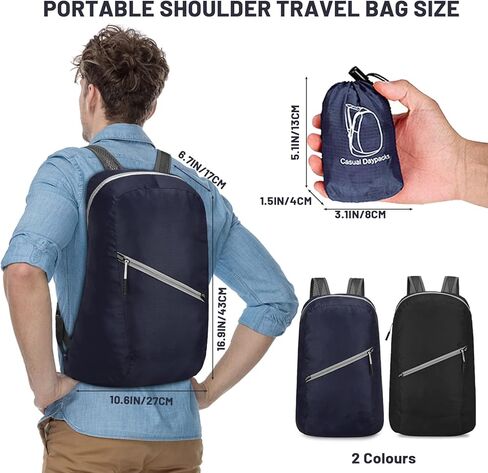 حقيبة ظهر BELEFU صغيرة قابلة للتعبئة، قطعتين، قابلة للطي، خفيفة الوزن للمشي لمسافات طويلة والتخييم والسفر للرجال والنساء، حقيبة نهارية محمولة خفيفة الوزن (اللون 2) in Kuwait