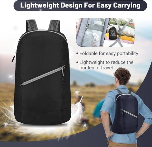 حقيبة ظهر BELEFU صغيرة قابلة للتعبئة، قطعتين، قابلة للطي، خفيفة الوزن للمشي لمسافات طويلة والتخييم والسفر للرجال والنساء، حقيبة نهارية محمولة خفيفة الوزن (اللون 2) in Kuwait