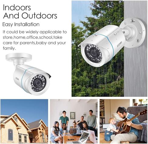 ZOSI 4 Pack 2MP 1080p HD-TVI كاميرا مراقبة منزلية 1920TVL، رؤية ليلية 80 قدم، مقاومة للطقس خارج المنزل في الهواء الطلق كاميرا مراقبة CCTV رصاصة (متجددة) in Kuwait