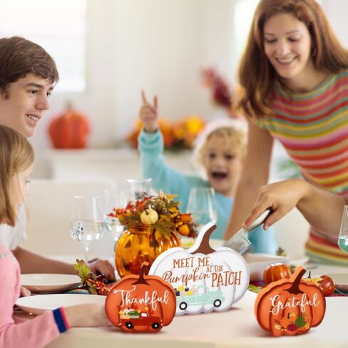 Jetec 4 Pcs Fall Decor for Home Pumpkin Tiered Tray Decor Fall Pumpkin Table Sign Thanksgiving Tiered Tray Welcome Fall Tabletop Sign Farmhouse Tiered Tray Decor Mini Wood Sign, Autumn(Multicolor) in Saudi Arabia