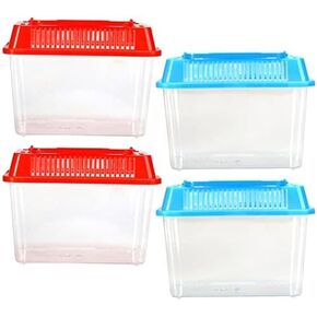 Ciieeo 4pcs Turtle Tank Aquarium Turtle Habitat Reptile Plastic Terrarium Reptile Carrier Turtle Tank with Lid Prevent Tortoise from Climbing Escaping in Kuwait