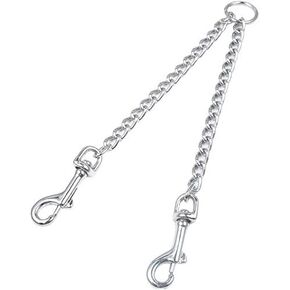 Hypeety Pet Chain Stainless Steel Double-head Dog Leash Twin Lead Traction Belt for Small Middle Large Dogs Safety Training (S)