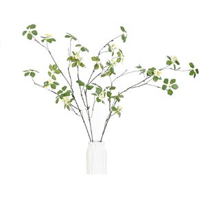 Artificial 3pcs Plants Faux Branches for Vase, Kitchen, Office Table, Farmhouse, Window Box, Artificial Plants for Shop Garden Office Home Décor (Green Leaf and Pink)