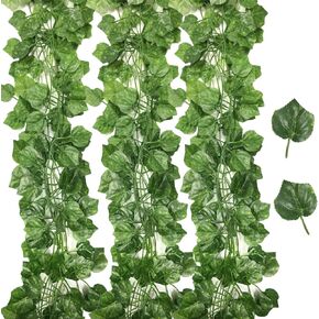 XiHY Fake Vines for Decoration 36 Strands 250Ft,Artificial Ivy Garland Fake Ivy Vines Greenery Leaf for Room Decor Wedding Party Home Garden Wall Vines Fake Hanging Plants Leaves (Scindapsus)