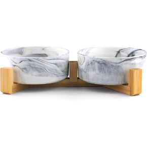 أوعية للقطط للطعام والماء، أوعية للقطط من السيراميك مع حامل خشبي، أوعية لإطعام القطط للقطط الداخلية، أوعية طعام للحيوانات الأليفة للكلاب والقطط الصغيرة والمتوسطة الحجم، وأطباق طعام ومياه للقطط، تصميم عصري in Kuwait