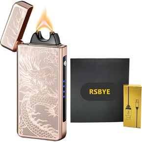Electric Lighter Flame, Windproof Lighter Plasma-Flame Arc Lighter Rechargeable USB Lighter Flame Lighter with Battery Indicator (Black)