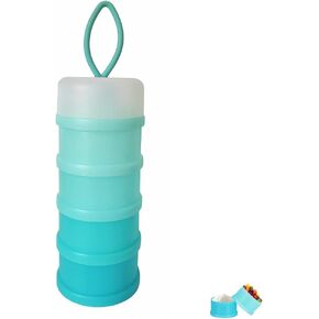 Baby Milk Powder Formula Dispenser, BJLIIO Non-Spill Portable and Stackable Formula Travel Container, 4 Layers Twist Lock Snack Storage Container for Protein Powder, Nuts, Small Fruit, BPA Free