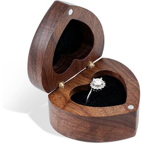 HMGF WOOD Black Walnut Wedding Ring Box Velvet Soft Interior Jewelry Chest Organizer Earrings Jewelry Wooden Presentation Ring Box in Kuwait