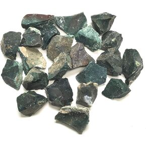 Crystal Collection: Rough Natural Green Jasper Stones with Velvet Bag (1 Pound)