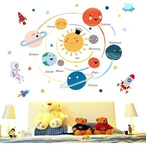 Planets Wall Sticker Solar System Wall Decals Children Wall Décor Removable Art Decor Space Decoration for Boys Girls Bedroom Wall Decals