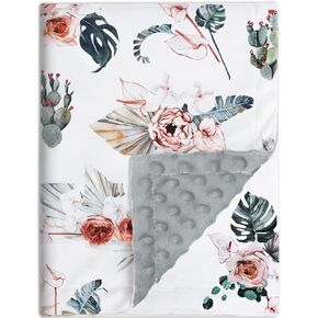 BORITAR Baby Blankets for Unisex Boys Girls, Super Soft Minky Fabric Blankets with Double Layer Dotted Fleece Backing, Elegant Multicolor Flower Printed, 30x40 Inch in Kuwait