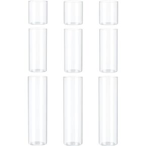 Jelofly 9PCS المزهريات اسطوانة الزجاج الشفاف للقطع المركزية 4، 8،12 بوصة طويل القامة الزجاج زهرة زهرية الإعصار حامل الشموع العائمة لديكورات الزفاف حزب الحدث ديكور المنزل الجدول in Kuwait