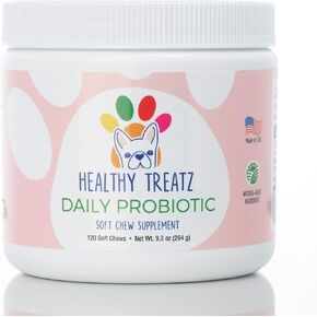 Healthy Treatz Probiotic Chews for Dogs - with Natural Digestive Supporting Enzymes for Relief of Diarrhea & Upset Stomach + Gas & Constipation - Allergy & Immune System Support in Saudi Arabia