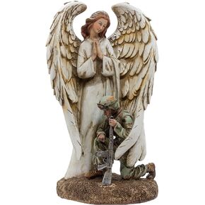 12" Guardian Angel Protecting and Praying with Soldier | Military Home Décor | Remember to Pray for Deployed Soldiers | Great Gift for Christmas and Birthdays in Kuwait