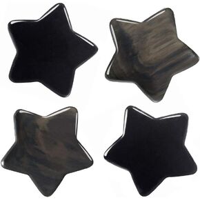 Rockcloud Pack of 4 Healing Crystals Star Shape Worry Stones Pocket Stone Hand Carved Ornamant Home Decoration, Black Obsidian