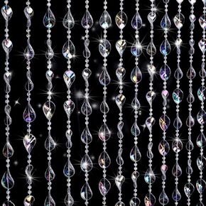 Beaded Curtain Crystal Beads Door Curtain Acrylic Hanging Room Divider Crystal Decor for Doorway Privacy Hippie Home Party Wedding Shop Decor, Crystal Gold Leaves 35.5" W x 79" L