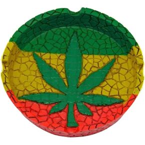 4.25" Rasta Leaf Round Ashtray in Kuwait