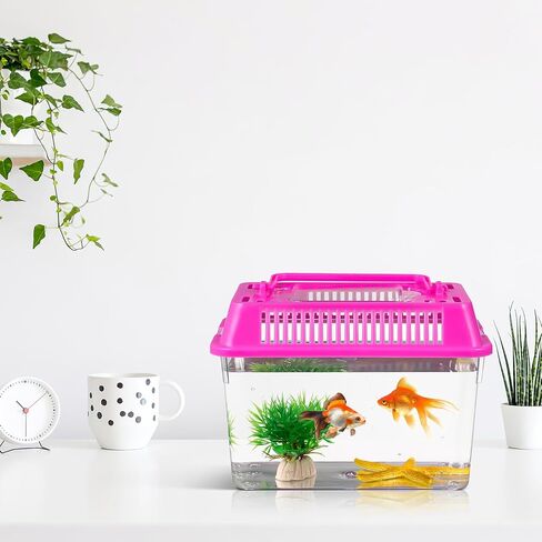 4 قطع من خزان السلاحف لحوض السمك والسلاحف والزواحف البلاستيكية مع غطاء يمنع السلحفاة من التسلق والهروب من سييو in Kuwait