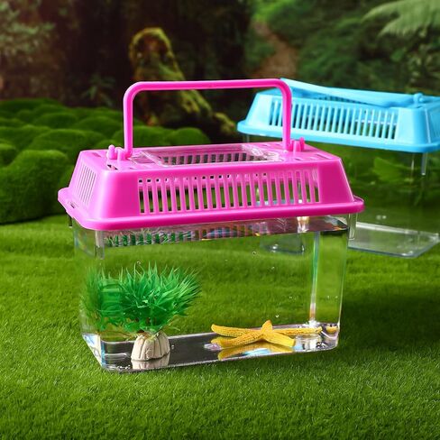 4 قطع من خزان السلاحف لحوض السمك والسلاحف والزواحف البلاستيكية مع غطاء يمنع السلحفاة من التسلق والهروب من سييو in Kuwait