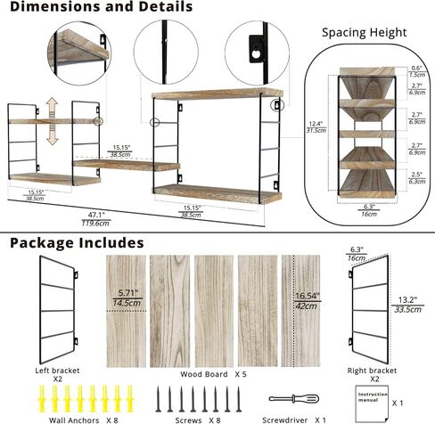 Floating Wall Shelves, Wooden partitions,Wall-Mounted Storage Rack, Various Combinations can be Adjusted, Suitable for Bedroom, Living Room, Office, or Any Other Space it Might fit (Black) in Saudi Arabia