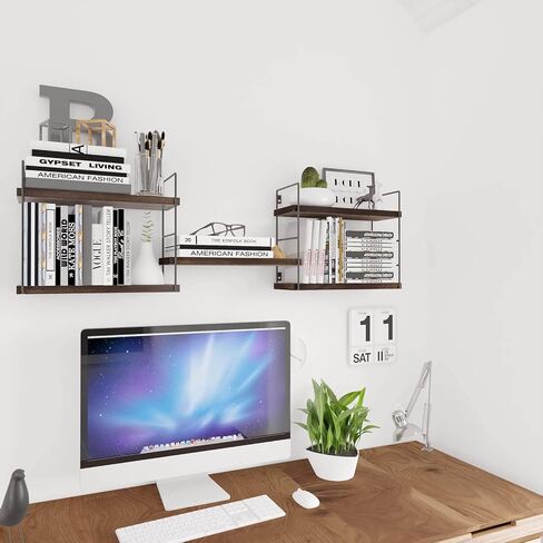 Floating Wall Shelves, Wooden partitions,Wall-Mounted Storage Rack, Various Combinations can be Adjusted, Suitable for Bedroom, Living Room, Office, or Any Other Space it Might fit (Black) in Saudi Arabia