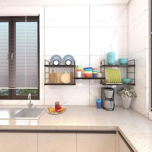 Floating Wall Shelves, Wooden partitions,Wall-Mounted Storage Rack, Various Combinations can be Adjusted, Suitable for Bedroom, Living Room, Office, or Any Other Space it Might fit (Black) in Saudi Arabia