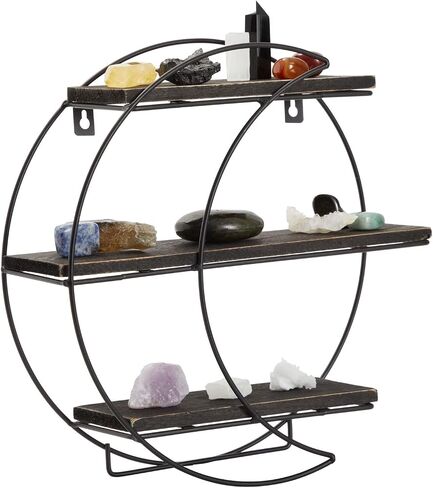 Farmlyn Creek Metal Crescent Moon Shelf Wall Decor for Crystals and Essential Oils, Rustic Home Display for Plants (12 x 12 x 3 in) in Saudi Arabia