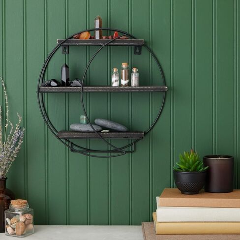 Farmlyn Creek Metal Crescent Moon Shelf Wall Decor for Crystals and Essential Oils, Rustic Home Display for Plants (12 x 12 x 3 in) in Saudi Arabia