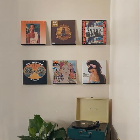 حامل يثبت على الحائط من الفينيل من ميهاوم، اطار تخزين السمعة من الفينيل، تخزين البومات للألبوم، حامل رف تسجيلات الفينيل، عرض ال بي الخاص بك (6 قطع، اسود) in Kuwait
