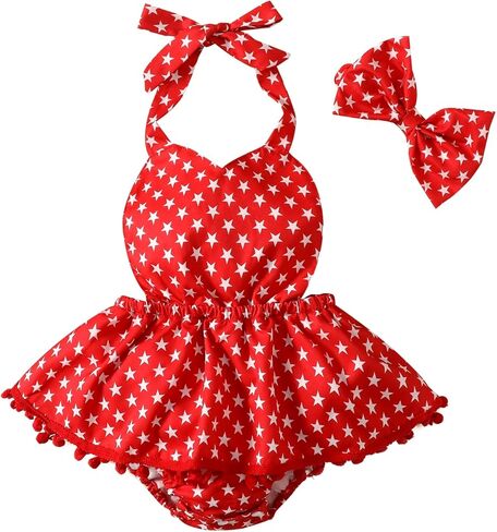Magic Park Infant 4th of July Romper Dress Baby Girl Independence Day Outfit Toddler Patriotic Clothes America Flag Clothing in Saudi Arabia