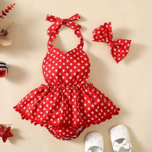 Magic Park Infant 4th of July Romper Dress Baby Girl Independence Day Outfit Toddler Patriotic Clothes America Flag Clothing in Saudi Arabia
