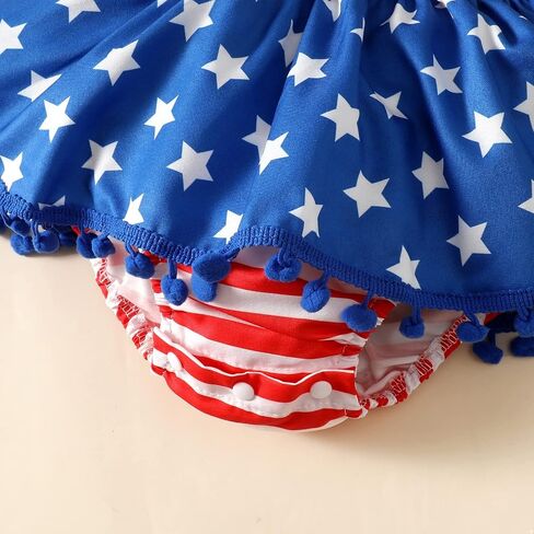 Magic Park Infant 4th of July Romper Dress Baby Girl Independence Day Outfit Toddler Patriotic Clothes America Flag Clothing in Saudi Arabia