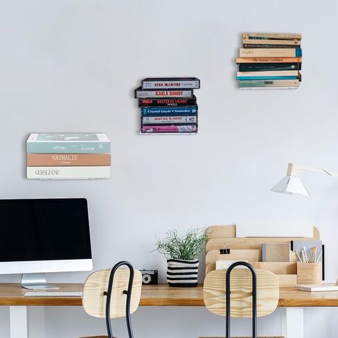 Tenceur 6 Pcs Invisible Floating Bookshelf for Wall, Heavy Duty Wall Mounted Book Organizer Acrylic Floating Shelves Holder for Books Storage Bedroom Living Room Home Office (Clear) in Saudi Arabia