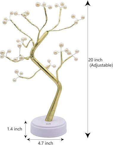 سطح طاولة مصباح شجرة سباركلي، شجرة روح أضواء خرافية، ضوء شجرة بونساي، مصباح شجرة LED، شجرة متلألئة - بطاريات/تعمل USB لتزيين شجرة ضوء خرافية للغرفة، الزفاف، غرفة النوم، الهدايا (36 لؤلؤة LED) in Kuwait