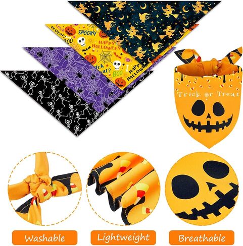 8 Pieces Halloween Dog Bandanas Pumpkin Bat Pet Scarf Dog Triangle Dog Scarf Adjustable Dog Bib Dog Scarf for Halloween Holiday Costume (Spider Style) in Saudi Arabia
