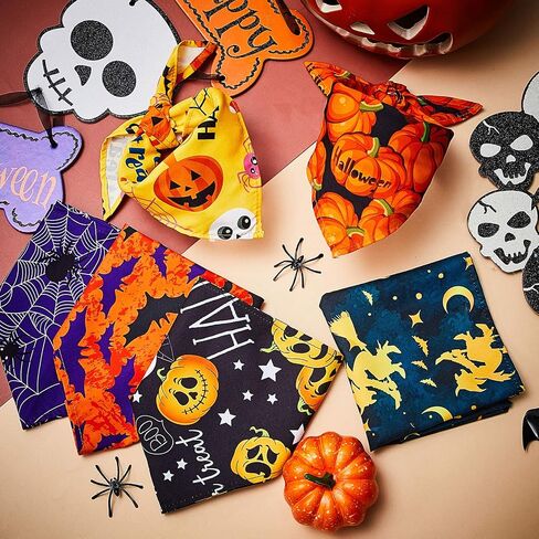 8 Pieces Halloween Dog Bandanas Pumpkin Bat Pet Scarf Dog Triangle Dog Scarf Adjustable Dog Bib Dog Scarf for Halloween Holiday Costume (Spider Style) in Saudi Arabia