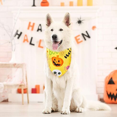 8 Pieces Halloween Dog Bandanas Pumpkin Bat Pet Scarf Dog Triangle Dog Scarf Adjustable Dog Bib Dog Scarf for Halloween Holiday Costume (Spider Style) in Saudi Arabia